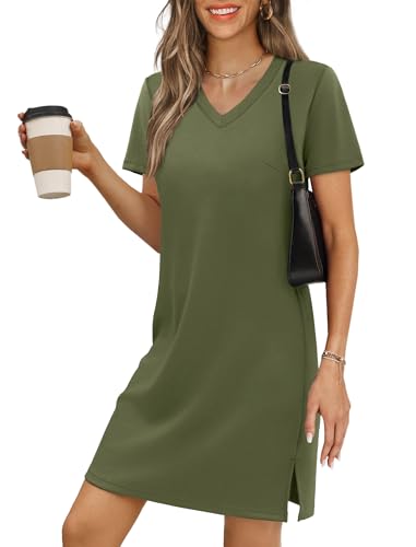 RUMIA Summer Casual Dresses for Women 2025 Mini Vacation Dress V
